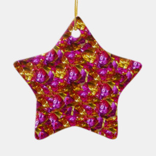 Cerâmica No Ornamento De Estrelas Rosa
