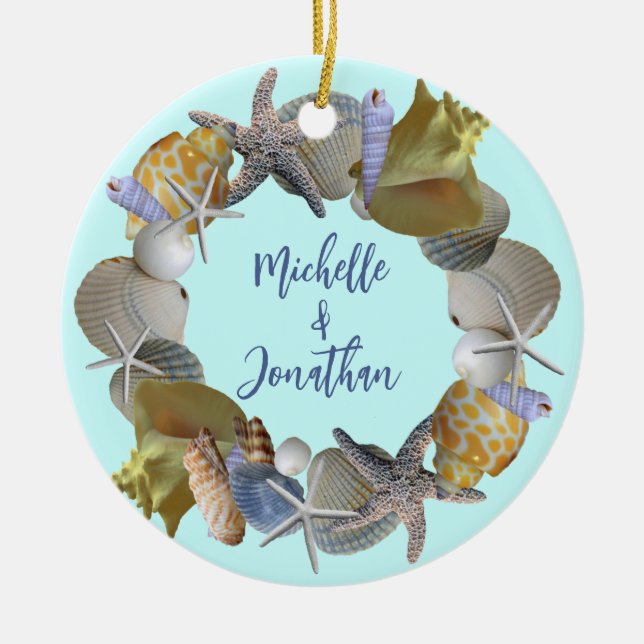 Cerâmica Nomes de Solo da Seashell e Ornamento do Ano (Frente)