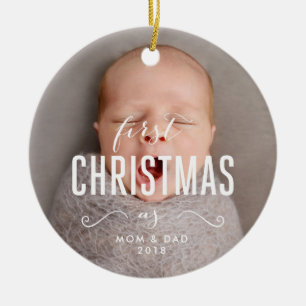 Cerâmica Nosso Primeiro Natal como Ornamento de Pais