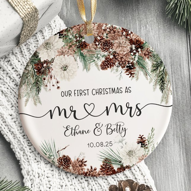 Cerâmica Nosso Primeiro Ornamento Casado de Natal (Our First Christmas Married Ornament)