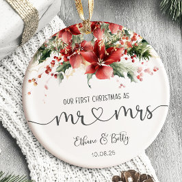 Cerâmica Nosso Primeiro Ornamento Casado de Natal, Sr. e Sr