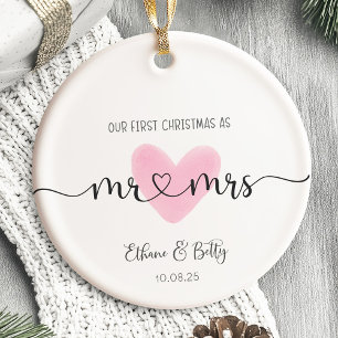 Cerâmica Nosso Primeiro Ornamento Casado de Natal Sr. e Sra