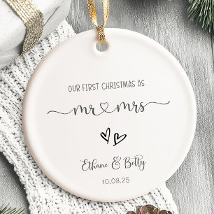 Cerâmica Nosso Primeiro Ornamento Casado de Natal Sr. e Sra