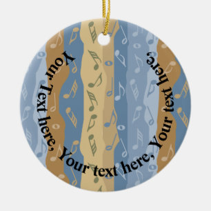 Cerâmica Nota De Música Stripes Ornamento Marrom E Azul