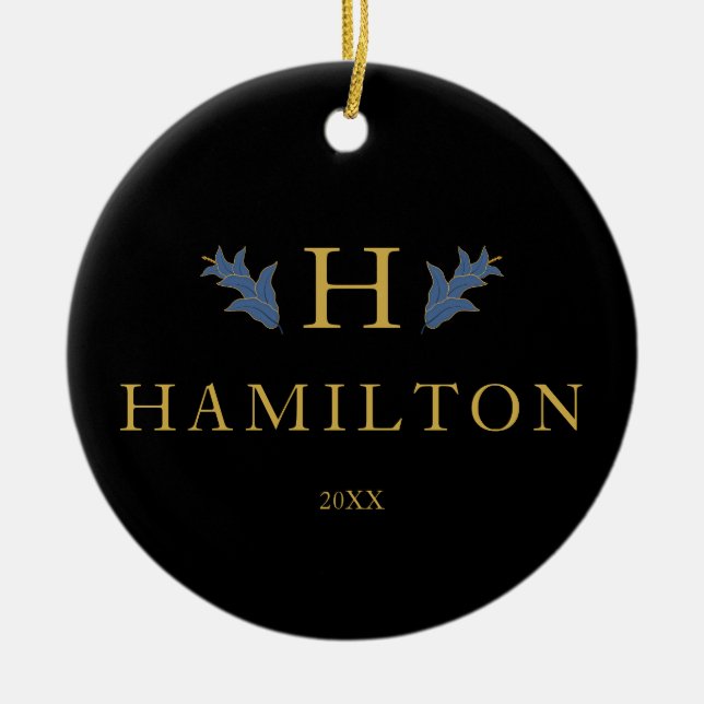 Cerâmica Novo Ornamento de Fotos do Monograma de Férias Dou (Frente)