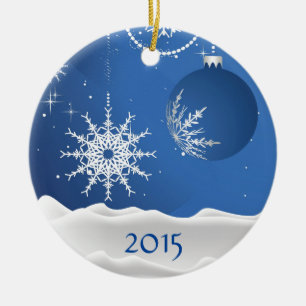 Cerâmica O floco de neve do Natal & o ornamento da bola