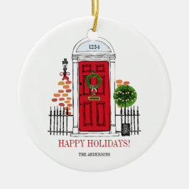 Cerâmica O Ornamento da Porta de Natal de Férias Vermelhas