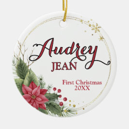 Cerâmica O Primeiro Ornamento da Árvore de Natal do Bebê