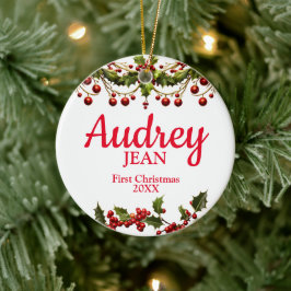 Cerâmica O Primeiro Ornamento da Árvore de Natal do Bebê