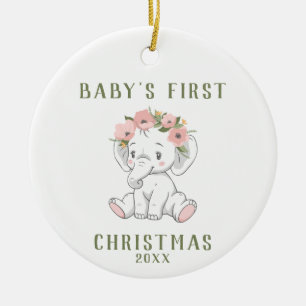 Cerâmica O primeiro ornamento de elefante de Natal do bebê