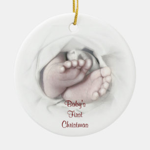 Cerâmica O primeiro ornamento de fotos de Natal do bebê