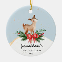 O Primeiro Ornamento de Natal de Deer Baby