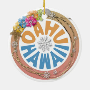Cerâmica Oahu Hawaii hibiscus ornamento de férias
