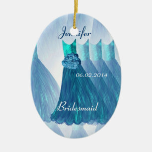 Cerâmica Obrigado AZUL da dama de honra você ornamento do