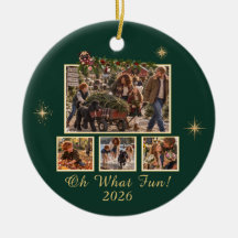 Oh Que Diversão Ornamento de Natal com 4 Fotos