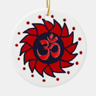 Cerâmica Om e Red Pinalgo - Ornamento de Yoga