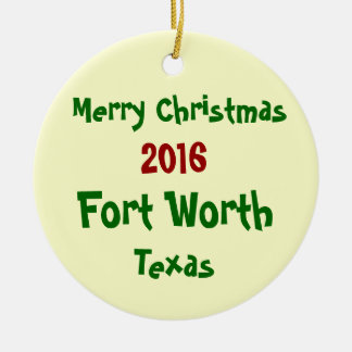 Cerâmica ORNAMENTO 2016 do FELIZ NATAL de Fort Worth Texas