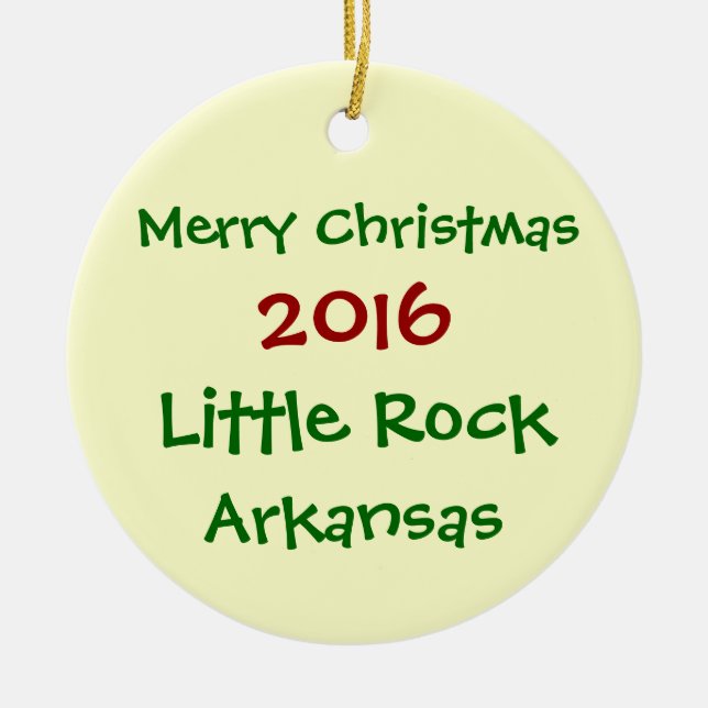 CERÂMICA ORNAMENTO 2016 DO FELIZ NATAL DE LITTLE ROCK (Frente)