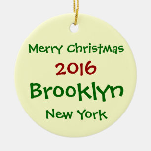 CERÂMICA ORNAMENTO 2016 DO FELIZ NATAL DE NEW YORK BROOKLYN