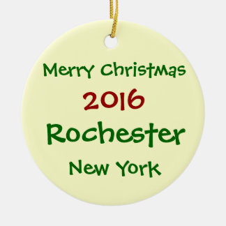 CERÂMICA ORNAMENTO 2016 DO FELIZ NATAL DE ROCHESTER NEW