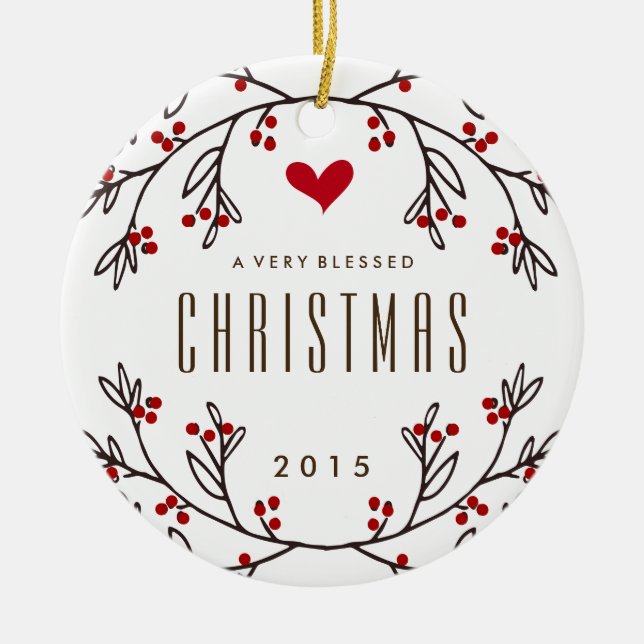 Cerâmica Ornamento abençoado de sentimento da foto do (Frente)