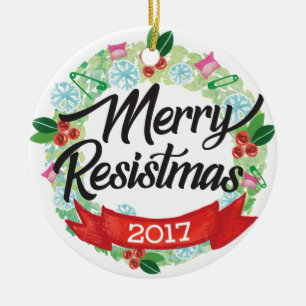 Cerâmica Ornamento alegre do feriado de Resistmas