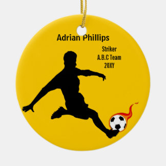 Cerâmica Ornamento amarelo de bola de futebol