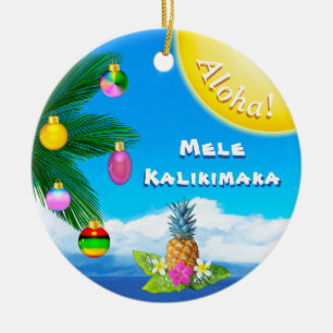 Cerâmica Ornamento animadores de Mele Kalikimaka, 2 tomados