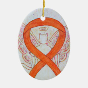 Cerâmica Ornamento Anjo de Fita de Sensibilização de Gato