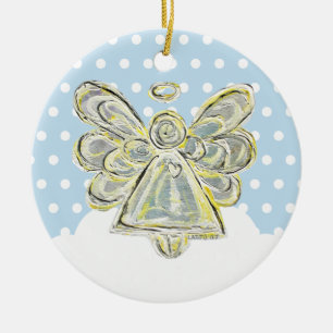 Cerâmica Ornamento Anjo de Natal Branco Snowy
