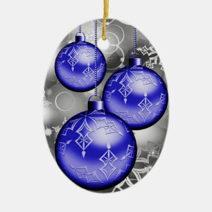 Cerâmica Ornamento azul das cinzas de prata do Natal