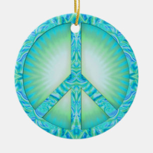 Cerâmica Ornamento azul do símbolo de paz
