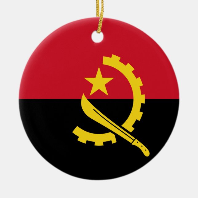 Cerâmica Ornamento Bandeira de Angola (Frente)