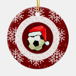 Cerâmica Ornamento - bola de futebol do papai noel