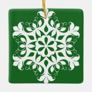 Cerâmica Ornamento Branco em Floco de Neve