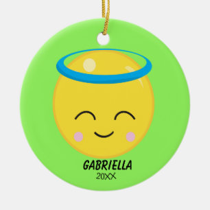 Cerâmica Ornamento brilhante personalizado de Emoji do anjo