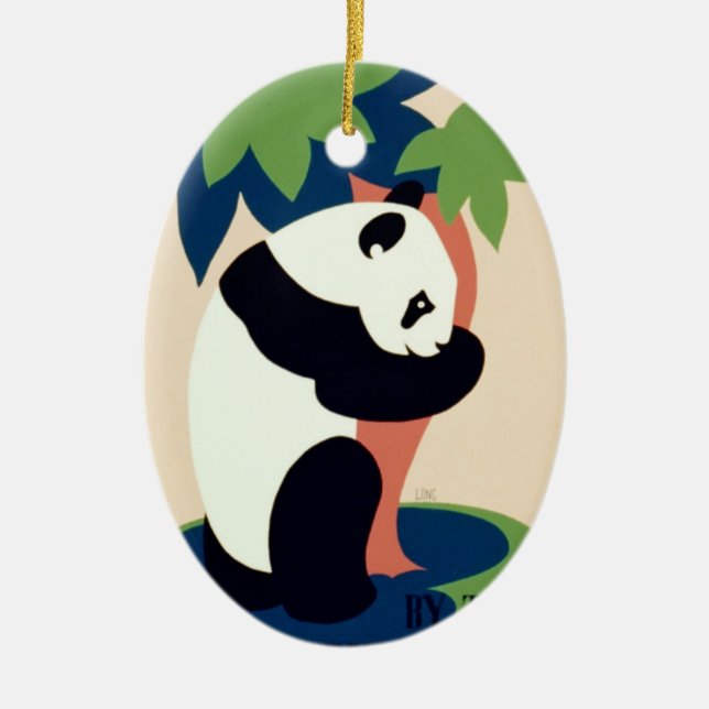 Cerâmica Ornamento "Brookfield Zoo" de Vintage (Frente)