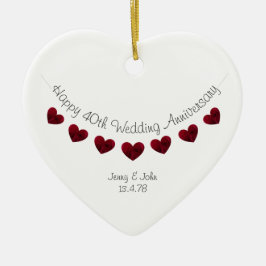 Cerâmica ornamento cardíaco do aniversário de casamento rub