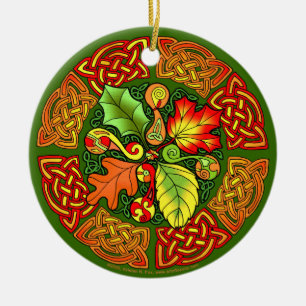 Cerâmica Ornamento celta das folhas de outono