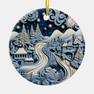 Cerâmica Ornamento Cênico Wonderland de inverno