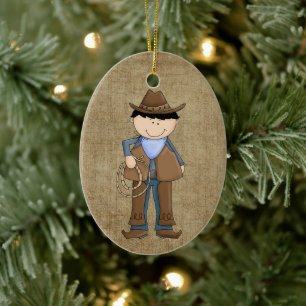 Cerâmica Ornamento Cerâmico Adorável de Natal de Cowboy