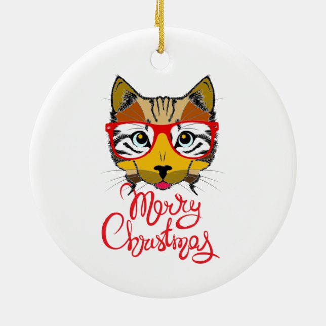 Cerâmica Ornamento Cerâmico Amante de Gato Feliz Natal (Traseira)