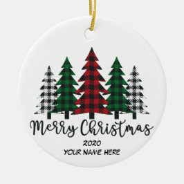 Cerâmica Ornamento cerâmico da Floresta de Natal Feliz