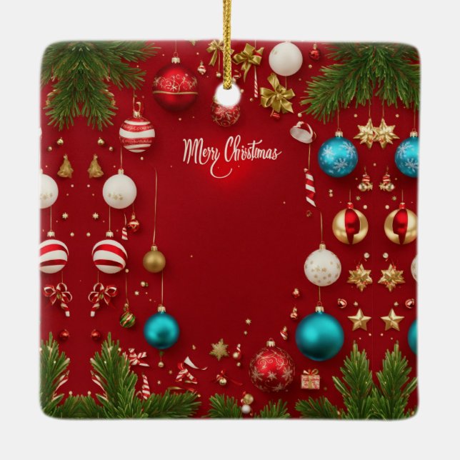 Cerâmica Ornamento Cerâmico de Bola de Natal Feliz (Verso)