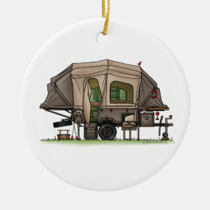 Cerâmica Ornamento cerâmico de camper feliz RV Pop up Opus
