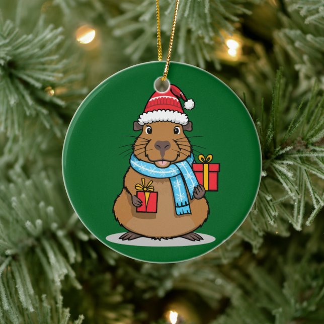 Cerâmica Ornamento Cerâmico de Capybara de Natal (Árvore)