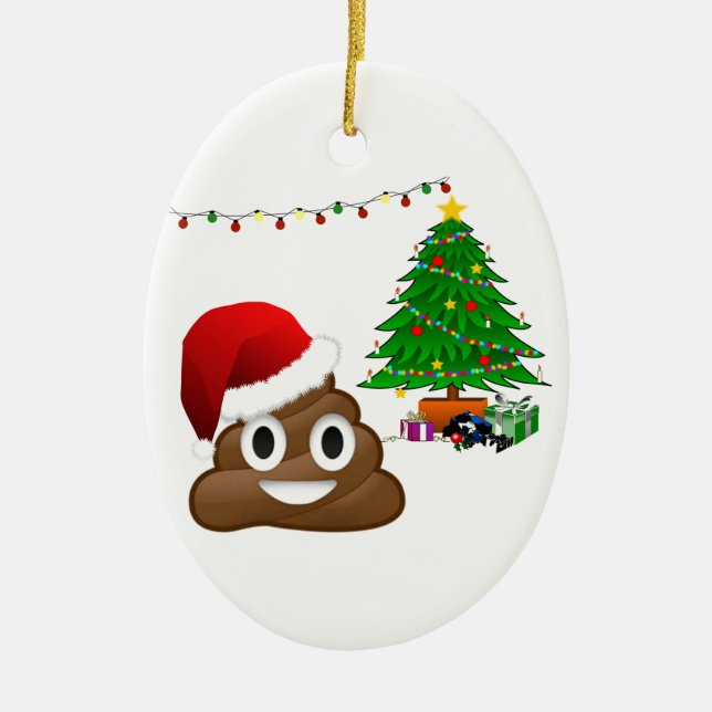 Cerâmica ornamento cerâmico de christmas poo emoji (Frente)