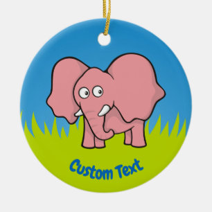 Cerâmica Ornamento cerâmico de elefante rosa