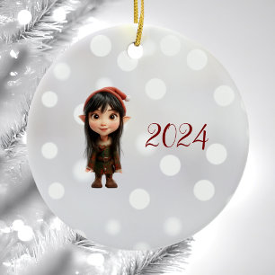 Cerâmica Ornamento Cerâmico De Elf De Natal Para Garota De
