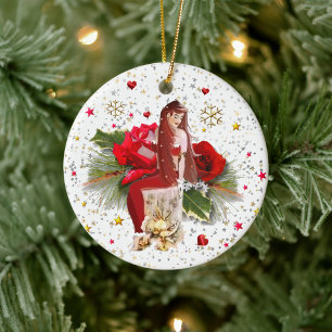 Cerâmica Ornamento cerâmico de fadas de Natal